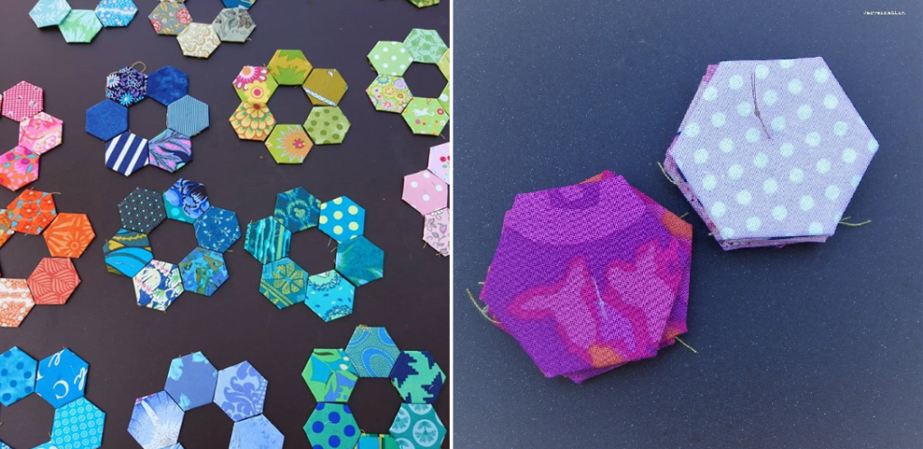hexagones english paper piecing
courtepointe Kingfisher
work in progress